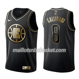 Maillot Homme Los Angeles Clippers Danilo Gallinari 8 Nike Noir Gold Edition Swingman